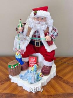 Vintage Telco Motion-ettes Animated Santa Claus Ice Fishing Christmas Decoration