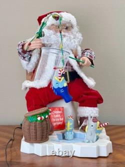 Vintage Telco Motion-ettes Animated Santa Claus Ice Fishing Christmas Decoration