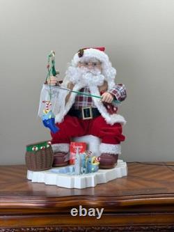 Vintage Telco Motion-ettes Animated Santa Claus Ice Fishing Christmas Decoration