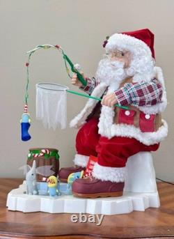 Vintage Telco Motion-ettes Animated Santa Claus Ice Fishing Christmas Decoration