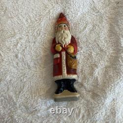 Vintage Vaillancourt Santa Claus Figure Decor with Sack and Red Coat