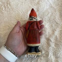 Vintage Vaillancourt Santa Claus Figure Decor with Sack and Red Coat