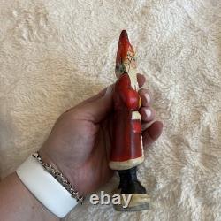 Vintage Vaillancourt Santa Claus Figure Decor with Sack and Red Coat