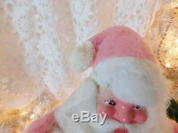 Vintage Velvet Plush Fur PINK Harold Gale JOLLY Christmas SANTA Claus 15 WoW