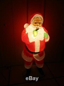 Vintage Whispering FINGER Santa Claus Lighted Christmas Blow Mold Yard Decor 50