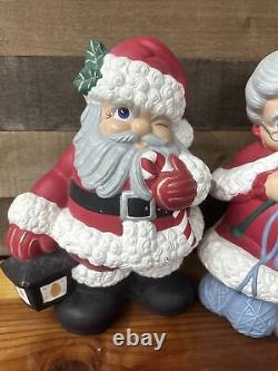 Vintage Winking Santa And Mrs Santa Claus Atlantic Mold Ceramic Figures 13