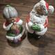 Vintage Winking Santa & Mrs. Claus Atlantic Mold Painted Ceramic Bisque Figures