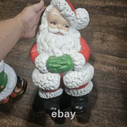 Vintage Winking Santa & Mrs. Claus Atlantic Mold Painted Ceramic Bisque Figures
