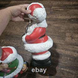 Vintage Winking Santa & Mrs. Claus Atlantic Mold Painted Ceramic Bisque Figures