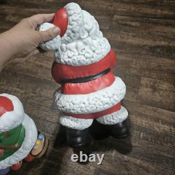 Vintage Winking Santa & Mrs. Claus Atlantic Mold Painted Ceramic Bisque Figures