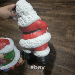 Vintage Winking Santa & Mrs. Claus Atlantic Mold Painted Ceramic Bisque Figures