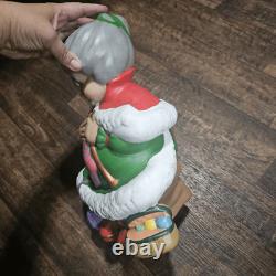 Vintage Winking Santa & Mrs. Claus Atlantic Mold Painted Ceramic Bisque Figures