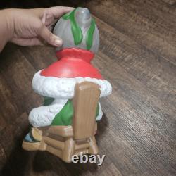 Vintage Winking Santa & Mrs. Claus Atlantic Mold Painted Ceramic Bisque Figures