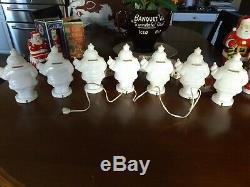 Vintage lot of 7 1950s Harett-Gilmar Light Up Santa Claus Candy Holder Banks