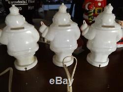 Vintage lot of 7 1950s Harett-Gilmar Light Up Santa Claus Candy Holder Banks