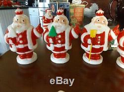 Vintage lot of 7 1950s Harett-Gilmar Light Up Santa Claus Candy Holder Banks