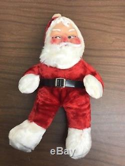 Vintage plush Santa Claus toy doll rubber face 20 tall Christmas