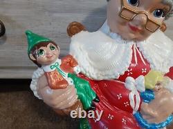 Vtg 16.5in Ceramic Mrs Santa Claus Christmas Figure Atlantic Mold Handpainted