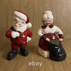 Vtg 1950's Mr Santa Mrs Claus by Betty Lou Nichols Ceramic Figures Planters MCM