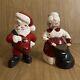 Vtg 1950's Mr Santa Mrs Claus By Betty Lou Nichols Ceramic Figures Planters Mcm