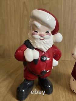 Vtg 1950's Mr Santa Mrs Claus by Betty Lou Nichols Ceramic Figures Planters MCM