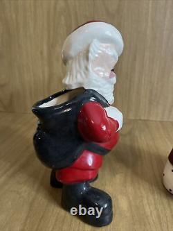 Vtg 1950's Mr Santa Mrs Claus by Betty Lou Nichols Ceramic Figures Planters MCM