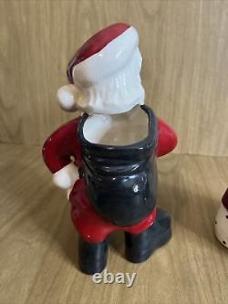 Vtg 1950's Mr Santa Mrs Claus by Betty Lou Nichols Ceramic Figures Planters MCM