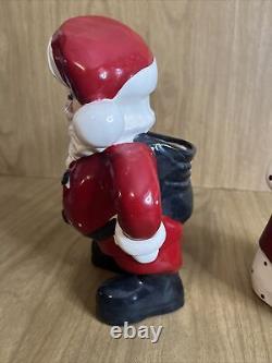 Vtg 1950's Mr Santa Mrs Claus by Betty Lou Nichols Ceramic Figures Planters MCM