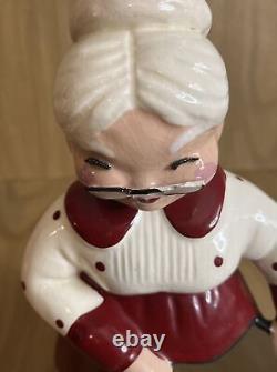 Vtg 1950's Mr Santa Mrs Claus by Betty Lou Nichols Ceramic Figures Planters MCM