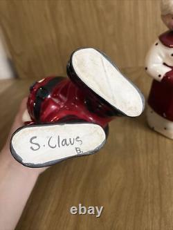 Vtg 1950's Mr Santa Mrs Claus by Betty Lou Nichols Ceramic Figures Planters MCM