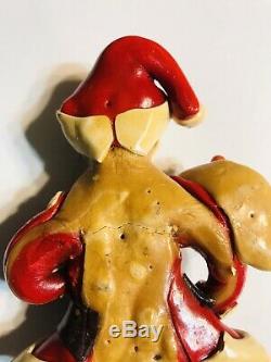 Vtg 1960s OOAK Clay Dough Alien Figure Extraterrestrial Santa Claus Christmas