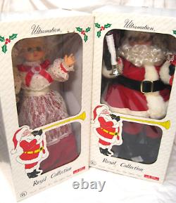 Vtg 1989 Christmas Animatronic Mr & Mrs Claus Figures, with Boxes/Works! See Video