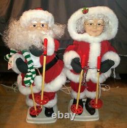 Vtg 1995 Santa & Mrs Claus Telco Motionettes 24 Animated Skiing Figures