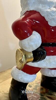 Vtg 70s Atlantic Mold Ceramic Glazed 12 Santa Claus with Bag Toys-22k Gold Bell