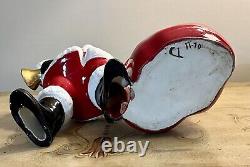 Vtg 70s Atlantic Mold Ceramic Glazed 12 Santa Claus with Bag Toys-22k Gold Bell