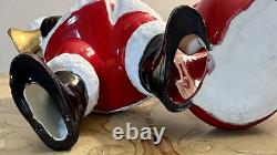 Vtg 70s Atlantic Mold Ceramic Glazed 12 Santa Claus with Bag Toys-22k Gold Bell