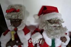 Vtg Animated Afro American Mr. & Mrs. Santa Claus Christmas Lighted Figures 24