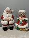 Vtg Atlantic Mold Ceramic Winking Santa And Mrs. Claus Christmas Figures Kitsch