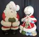 Vtg Atlantic Mold Ceramic Winking Santa And Mrs. Claus Christmas Figures Kitsch