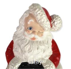 Vtg Atlantic Mold Ceramic Winking Santa and Mrs. Claus Christmas Figures Kitsch