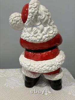 Vtg Atlantic Mold Ceramic Winking Santa and Mrs. Claus Christmas Figures Kitsch