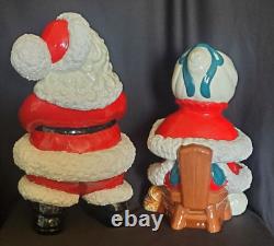 Vtg Atlantic Mold Ceramic Winking Santa and Mrs. Claus Christmas Figures Kitsch