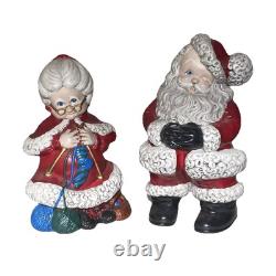 Vtg Atlantic Mold Winking Santa Mrs. Claus Christmas Figures 1980s Ceramic 15