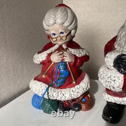 Vtg Atlantic Mold Winking Santa Mrs. Claus Christmas Figures 1980s Ceramic 15
