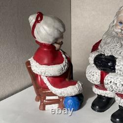 Vtg Atlantic Mold Winking Santa Mrs. Claus Christmas Figures 1980s Ceramic 15