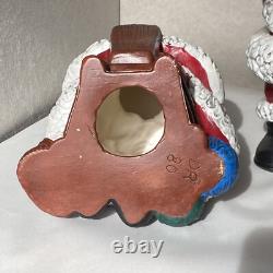 Vtg Atlantic Mold Winking Santa Mrs. Claus Christmas Figures 1980s Ceramic 15