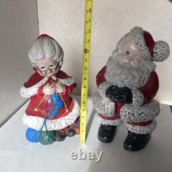 Vtg Atlantic Mold Winking Santa Mrs. Claus Christmas Figures 1980s Ceramic 15