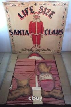 Vtg Beistle Santa Claus In Box Original Advertising 1930's Honeycomb 5 ft RARE