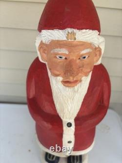 Vtg Carved Wood Folk Art Santa Claus Christmas Figure 24