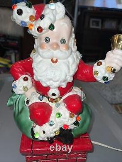 Vtg Ceramic Light Up Santa Claus Christmas Super Rare Atlantic Mold